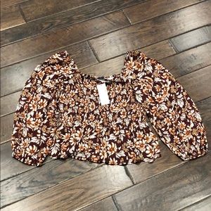 American Eagle Square Neck Floral Peplum Top